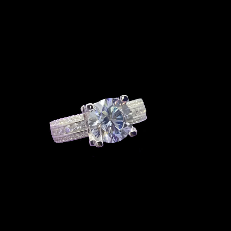 Sparkling Moissanite Wedding Ring for Her - 2 Carat 8mm in 925 Sterling Silver, D Color VVS Diamond Engagement Jewelry - Just The Fly Way
