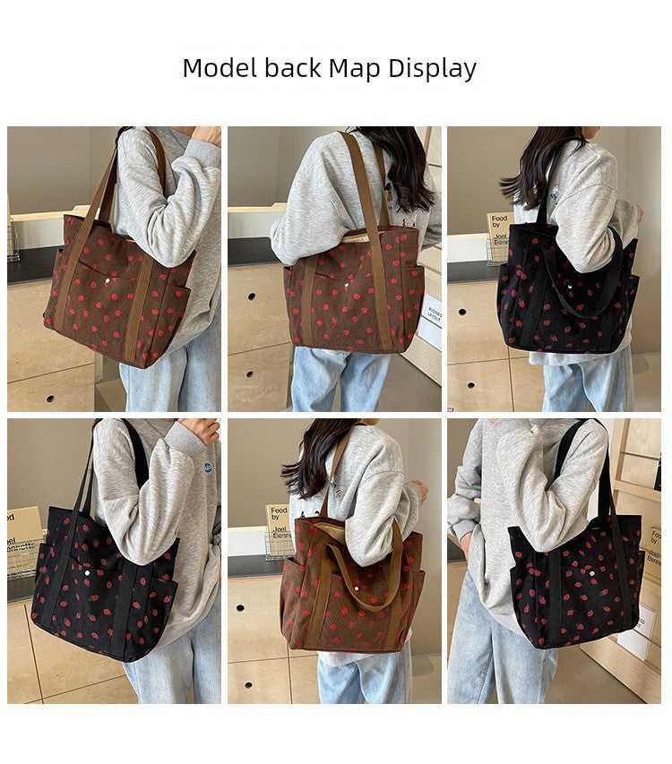 Strawberry Summer Little Fresh Canvas Easiest for Match Shoulder Bag - Just The Fly Way