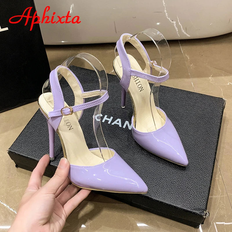 Fashionable, Bold and Beautiful DressWomen's Aphixta 12cm Super High Stiletto Heels Ankle Strap Sandals Pointed Toe Party Heels : Extended Sizes
