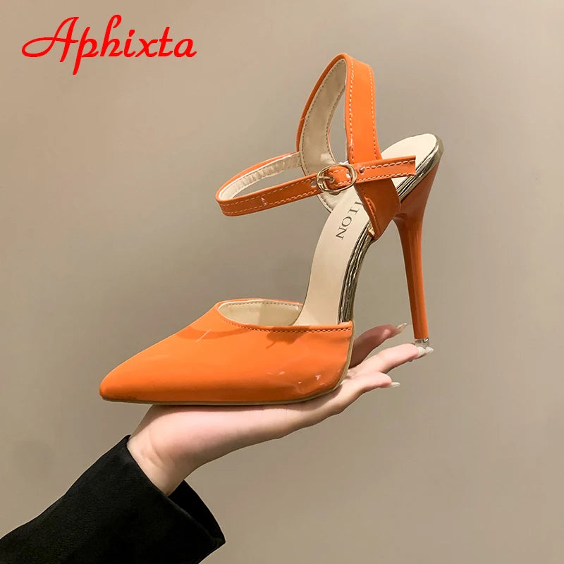 Fashionable, Bold and Beautiful DressWomen's Aphixta 12cm Super High Stiletto Heels Ankle Strap Sandals Pointed Toe Party Heels : Extended Sizes