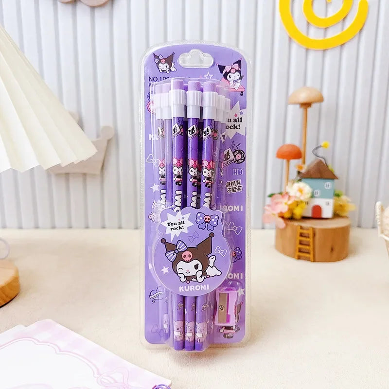 12pcs Sanrio Cute Pencils with Pencil Sharpener Featuring Kuromi, Cinnamoroll, and Melody – Perfect Return to School Anime Stationery Gift for Kids - Just The Fly Way