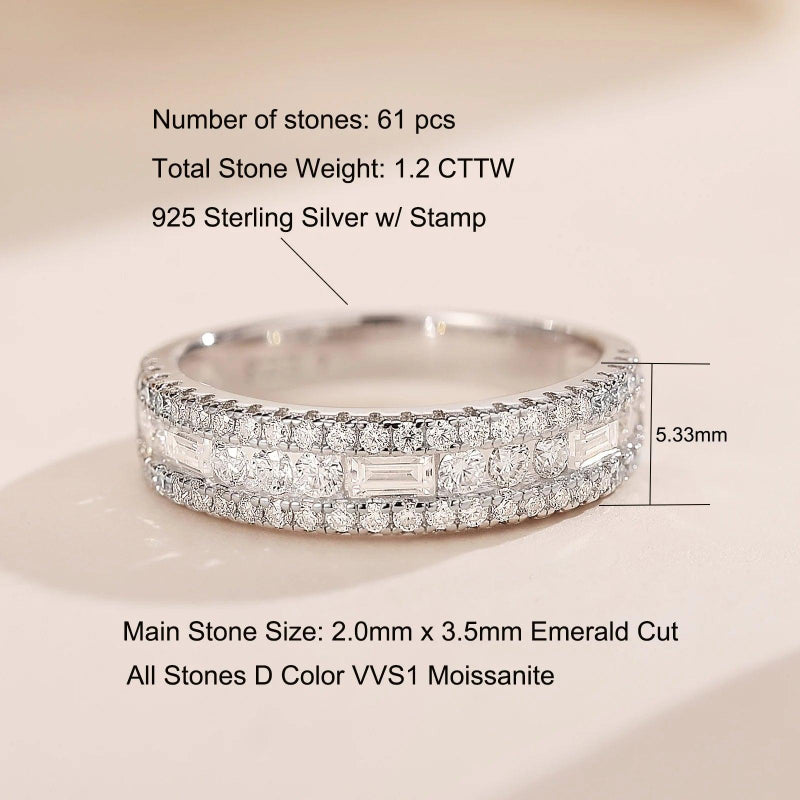 Sterling Silver Moissanite Band for Women - Just The Fly Way
