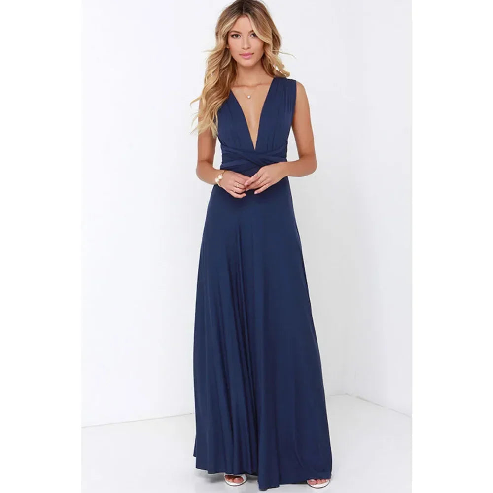Fashionable, Bold and Beautiful DressWomen's Fashion V-neck Sleeveless Ankle-Length Slim Fit Bohemian Style Summer Maxi Dress