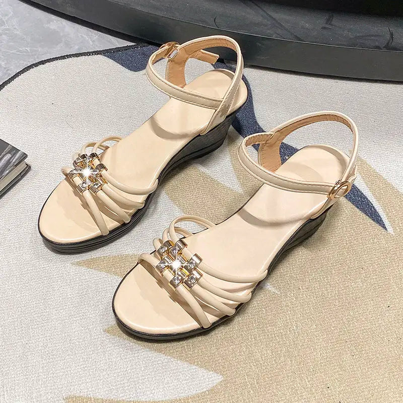 Woman Shoes Open Toe Platform Black Sandals for Women Vintage Chic and Elegant Vip Original Daily Anti Slip Hot Casual Designer - Just The Fly Way