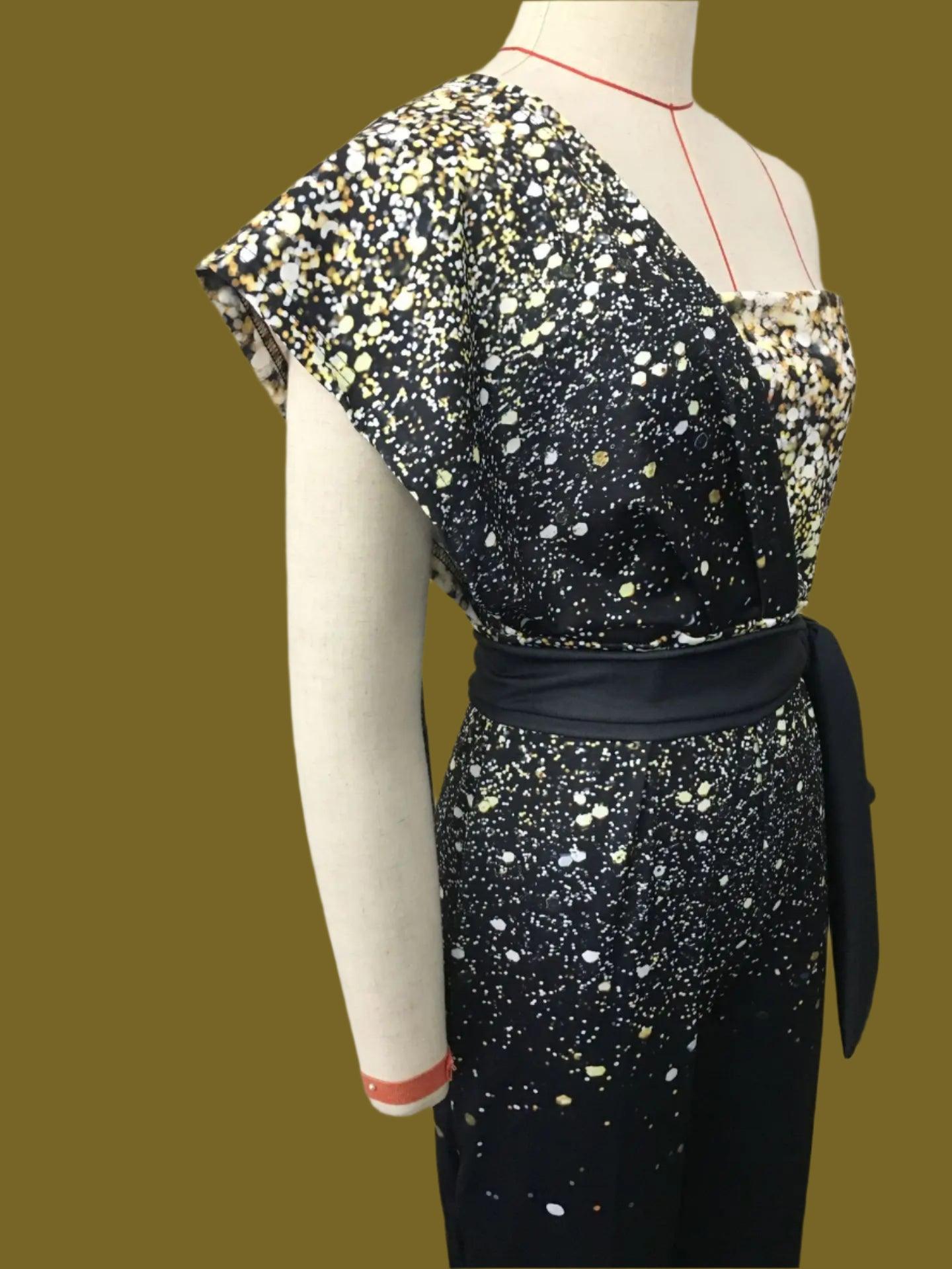 Women's Solid Color Romper, Cut-out Design, Belt Decoration, V-neck Fashion Sequin One-shoulder Bodysuit - Just The Fly Way