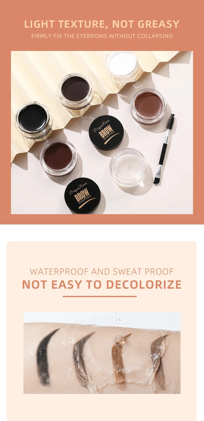 Fashionable, Bold and Beautiful Dress6 Color Wild Eyebrow Styling Cream Eyebrow Shaping Gel Soap Wax Clear Eyebrow Cream Tint Brow Lift With Brush