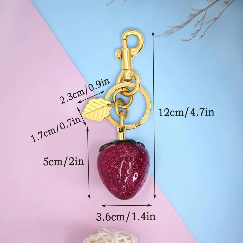 Cherry Keychain for Women Apple Strawberry Bag Charm Key Chain Accessories Gifts for Birthday Christmas - Just The Fly Way