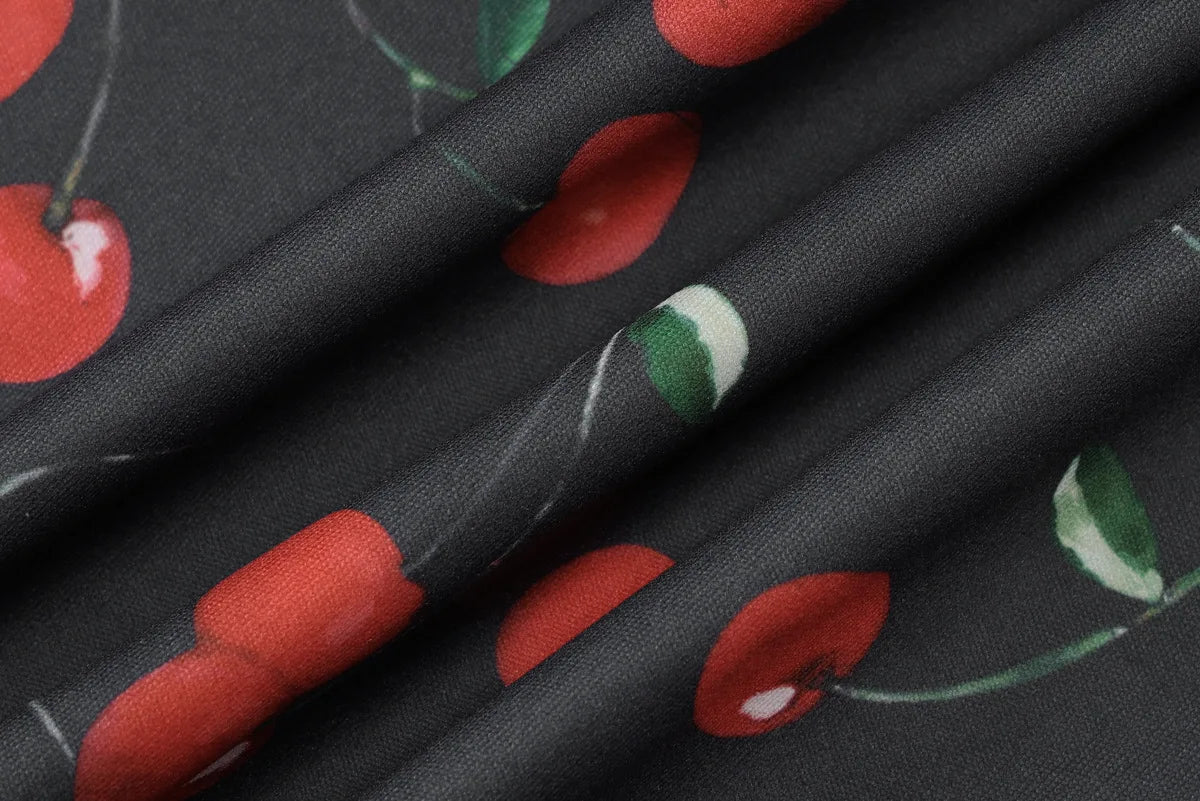 Women's Printed Black Cherry Spaghetti Strap Dress - Just The Fly Way