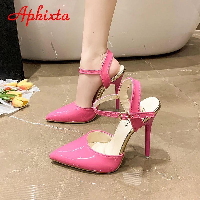 Fashionable, Bold and Beautiful DressWomen's Aphixta 12cm Super High Stiletto Heels Ankle Strap Sandals Pointed Toe Party Heels : Extended Sizes