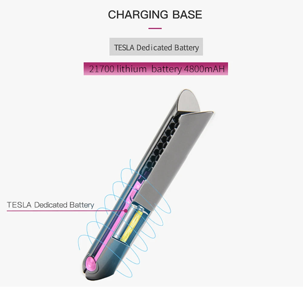 USB Rechargeable Wireless Hair Straightener Curling Iron Styling Tool Tourmaline Ceramic Dry & Wet Use Hair Styler - Just The Fly Way