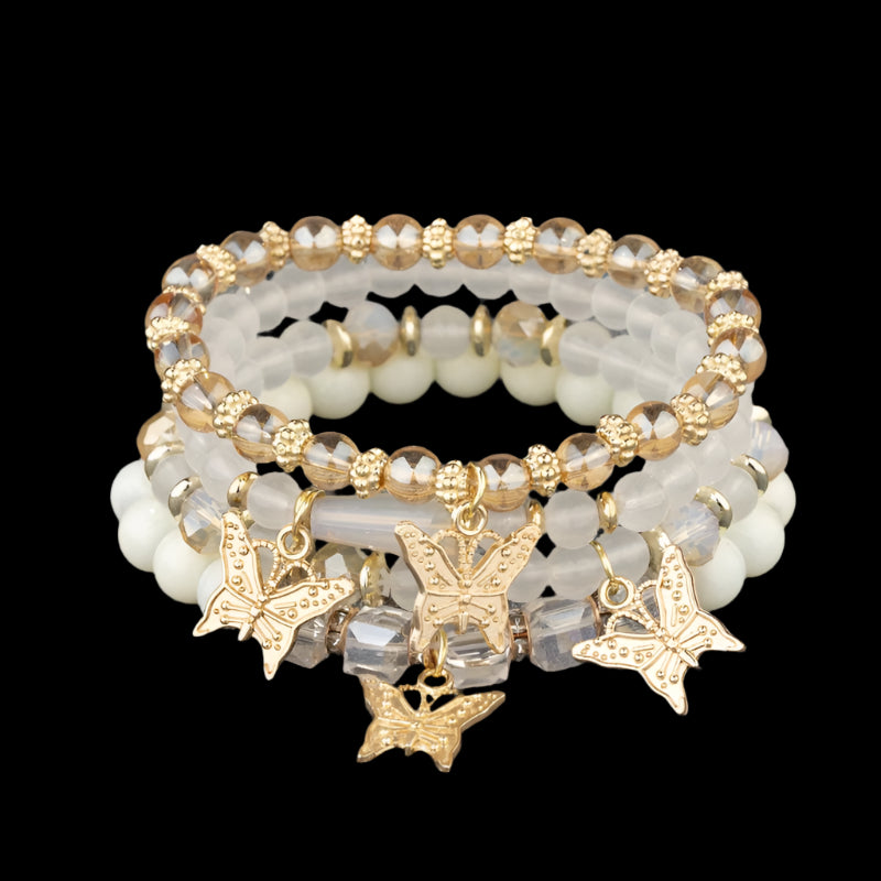 Trendy Butterfly Beaded Four Bracelet Set - Just The Fly Way