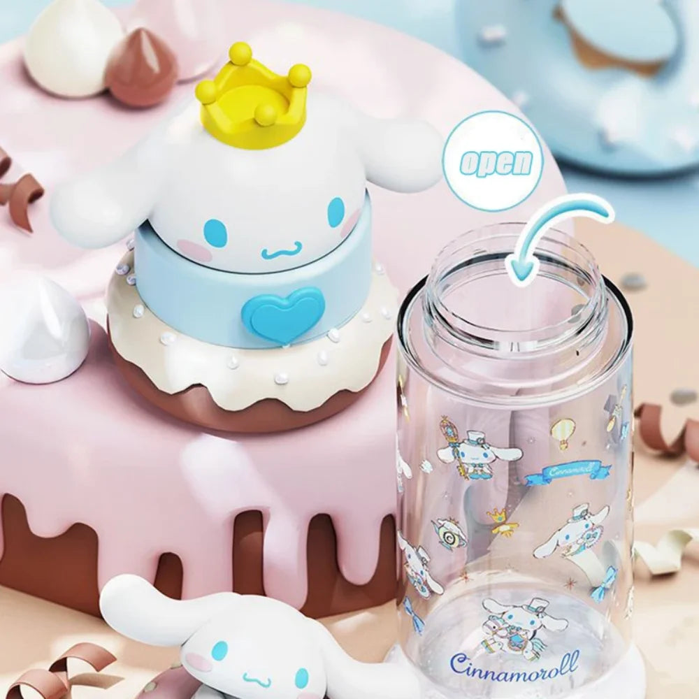Kawaii Sanrio Hello Kitty Kuromi Cinnamon Roll Melody Transparent 500ml Water Bottle