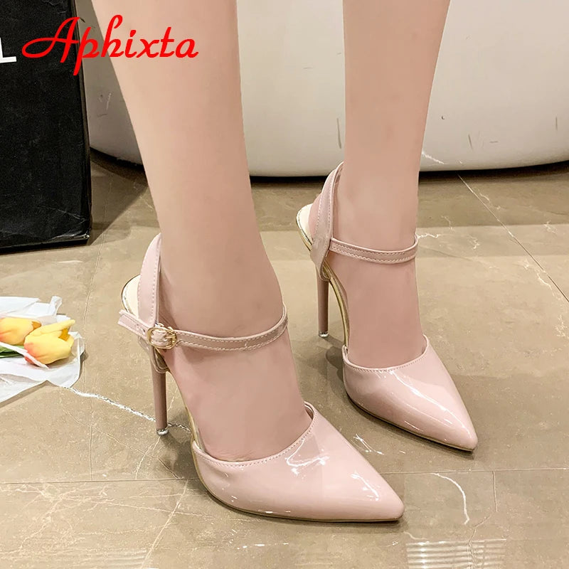 Fashionable, Bold and Beautiful DressWomen's Aphixta 12cm Super High Stiletto Heels Ankle Strap Sandals Pointed Toe Party Heels : Extended Sizes
