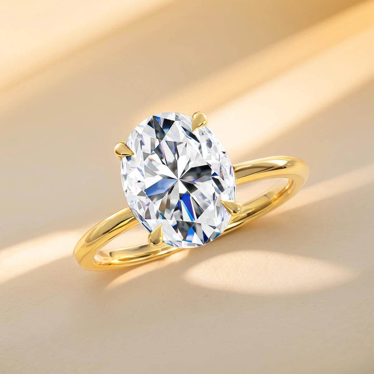 Certified 2ct 3ct Oval Moissanite Ring, 100% 14K Gold - Just The Fly Way