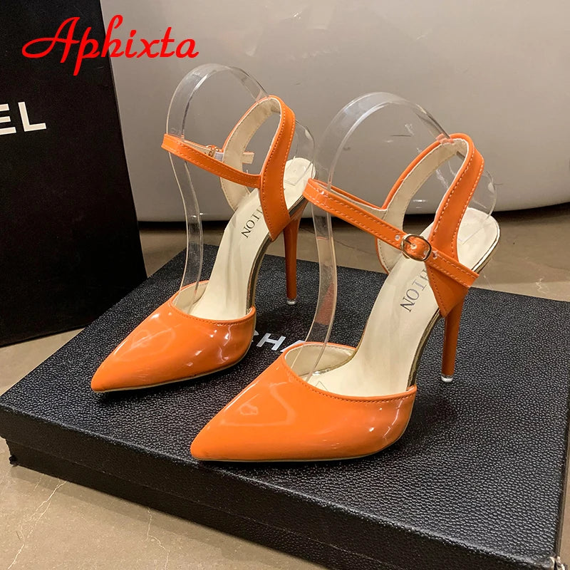 Fashionable, Bold and Beautiful DressWomen's Aphixta 12cm Super High Stiletto Heels Ankle Strap Sandals Pointed Toe Party Heels : Extended Sizes