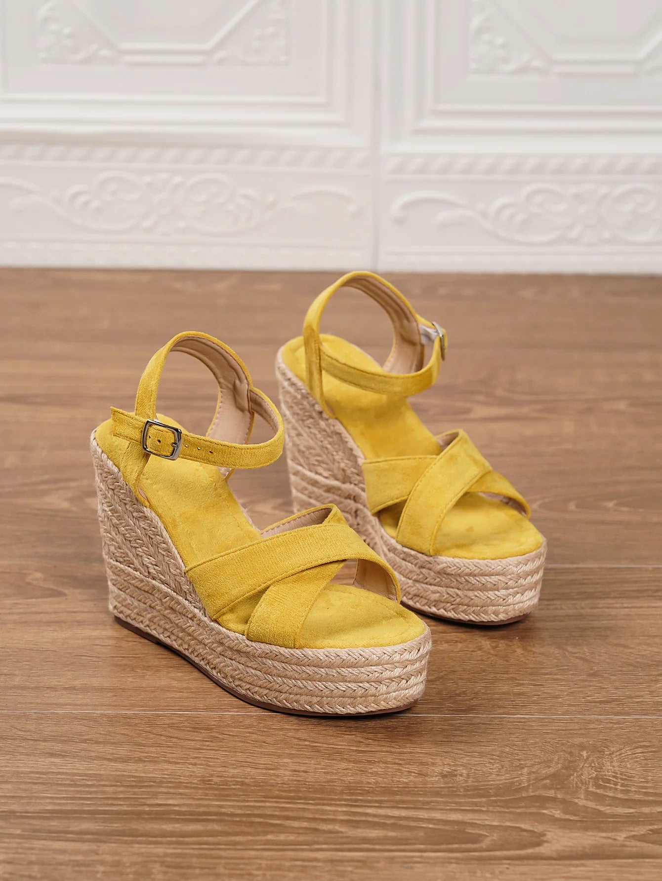 Women's Suede Wedge Peep-toe Bohemian Platform Sandals