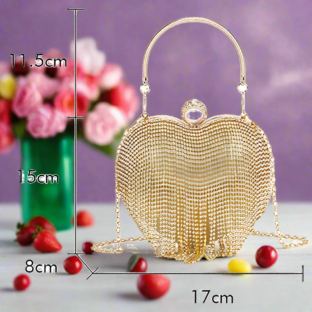 Rhinestone Evening Bag Heart Pattern Rhinestone Tassel, - Just The Fly Way