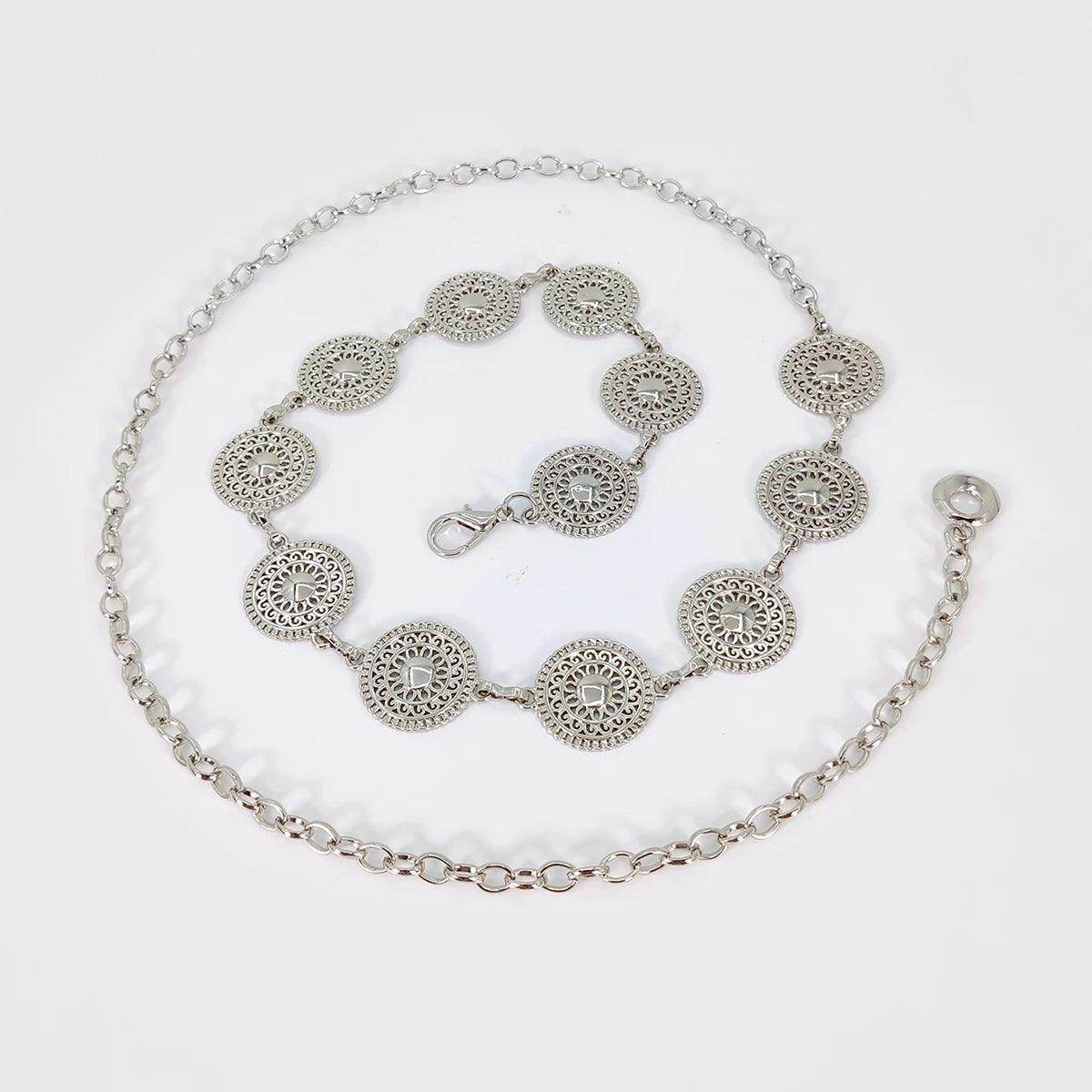 Boho Hollow Out Metal Round Chain Belt - Just The Fly Way