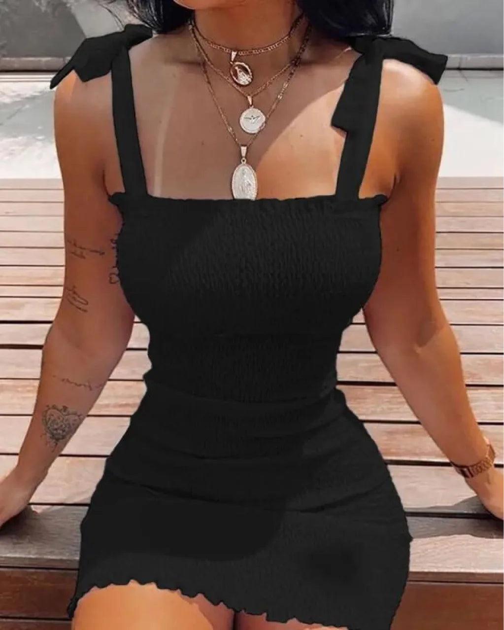Pullover Sheath Mini Dress With Solid Strap - Just The Fly Way