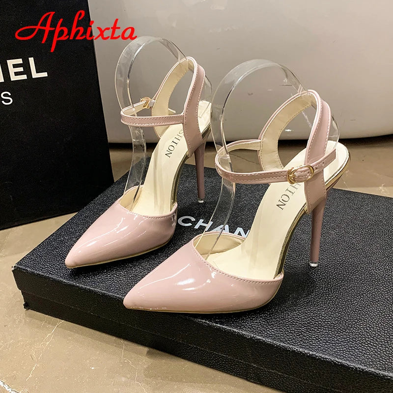 Fashionable, Bold and Beautiful DressWomen's Aphixta 12cm Super High Stiletto Heels Ankle Strap Sandals Pointed Toe Party Heels : Extended Sizes