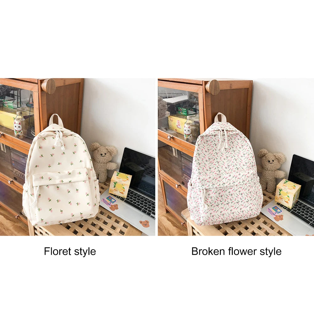 Casual Floral Prints Women Backpack Girls Bookbags Large Capacity Students School Bags Travel Backpack Mochilas with Pendants - Just The Fly Way