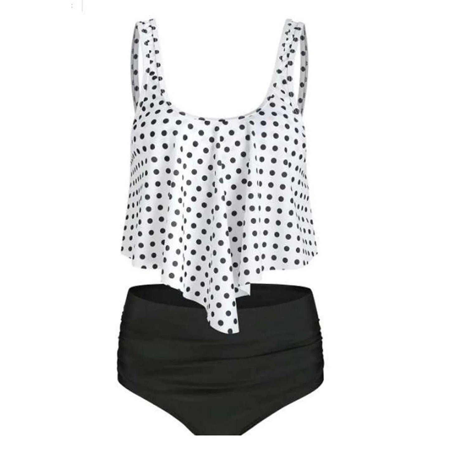 Printed Two Piece Swimwear With Ruffles And High Waist Bikini Set Bottom - Just The Fly Way