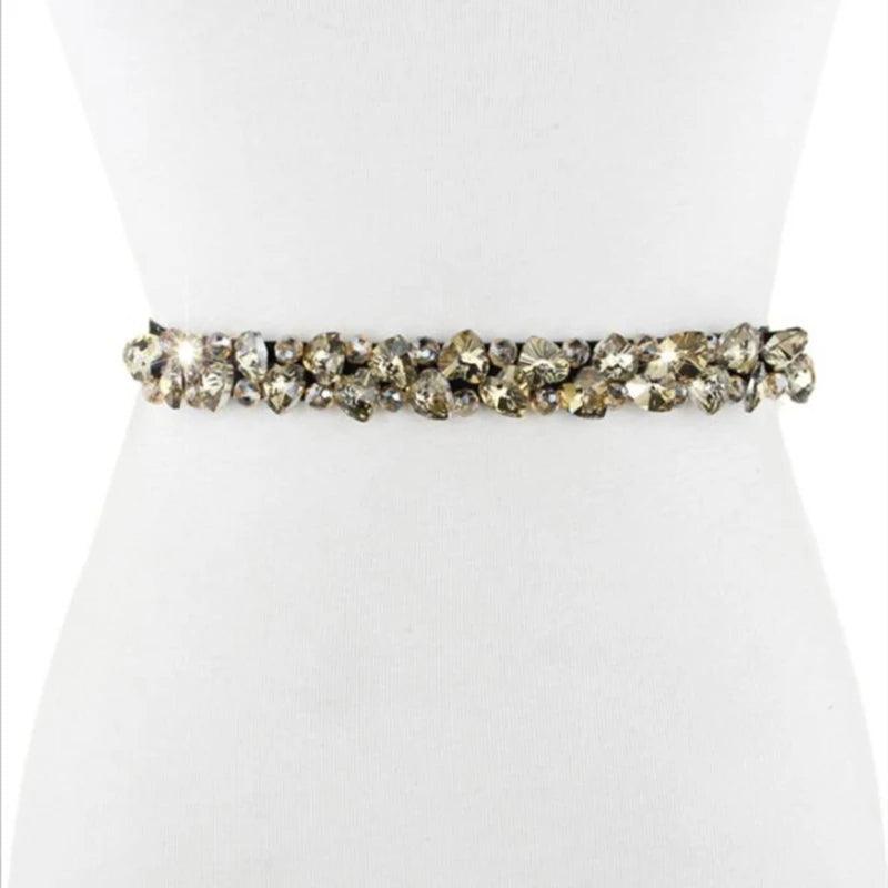 Accessories Fashion Crystal Belt, Elastic Black, with Gold, Black, or White Belt - Just The Fly Way