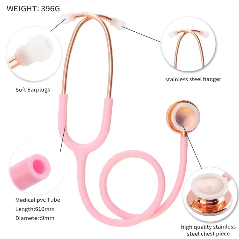 Fashionable, Bold and Beautiful DressClassic Professional Pink Cardiology Estetoscopio Double Head Cute Medical Doctor Nurse Student Physician Clinical Stethoscope