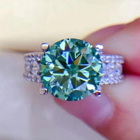 Sparkling Moissanite Wedding Ring for Her - 2 Carat 8mm in 925 Sterling Silver, D Color VVS Diamond Engagement Jewelry - Just The Fly Way