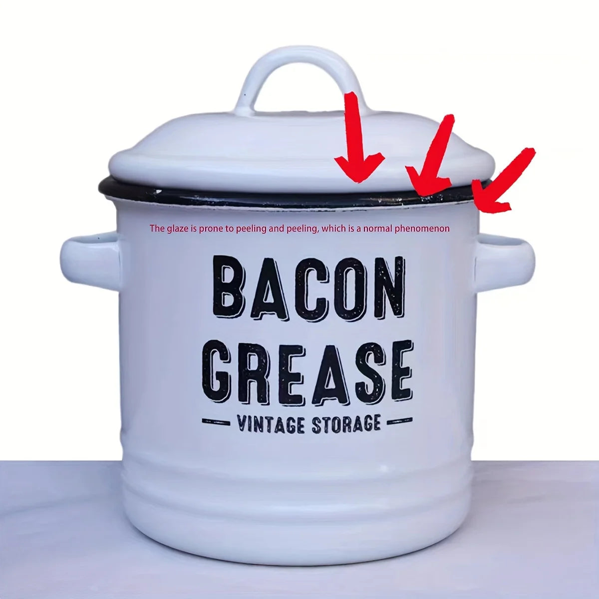 1pc Large Capacity Enamel Oil Pot with Lid - Rust-Resistant Grease Container for Home Kitchen Use Cooking Oil Storage Canister - Just The Fly Way