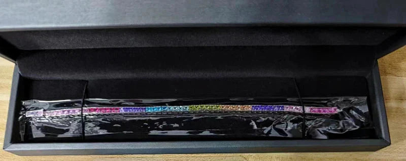 Colorful CZ Tennis Bracelet - Shine Bright with Sterling Silver & Moissanite Charm - Just The Fly Way