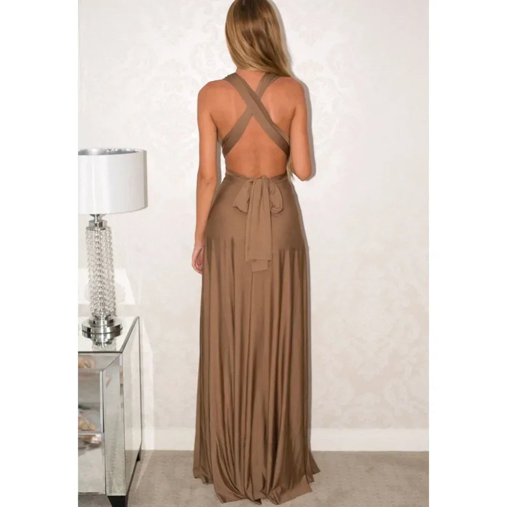 Fashionable, Bold and Beautiful DressWomen's Fashion V-neck Sleeveless Ankle-Length Slim Fit Bohemian Style Summer Maxi Dress