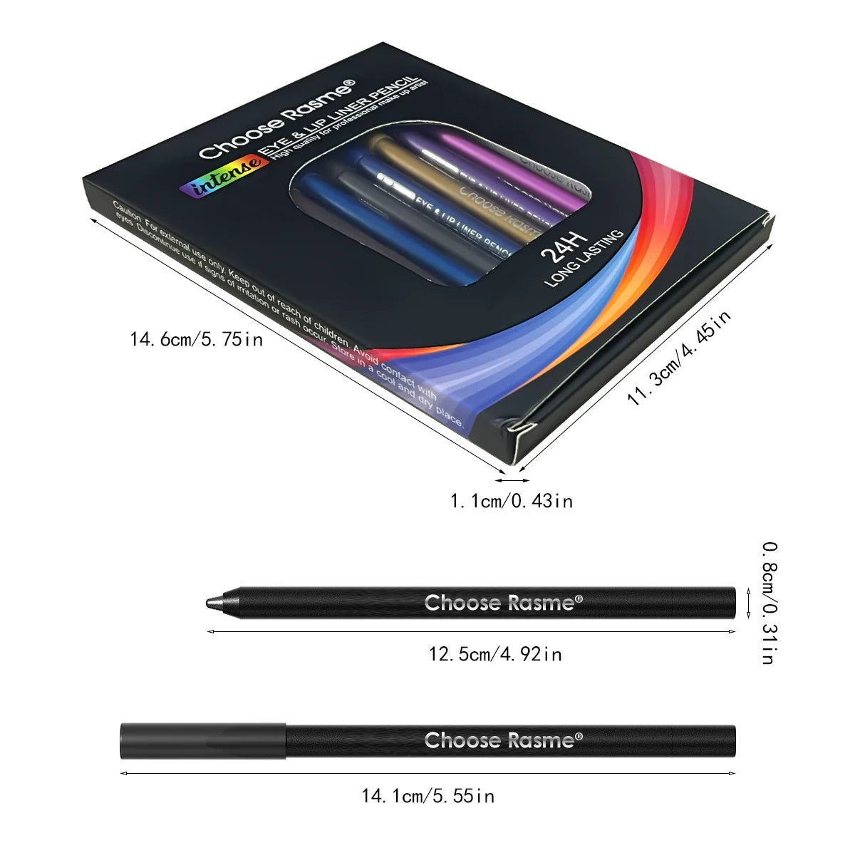 Fashionable, Bold and Beautiful Dress12 Colors Set Glitter & Shimmer Eyeliner Stick Pack - Long-Wearing Blue Tone Eyeliner Pencil with Smooth Application - Versatile