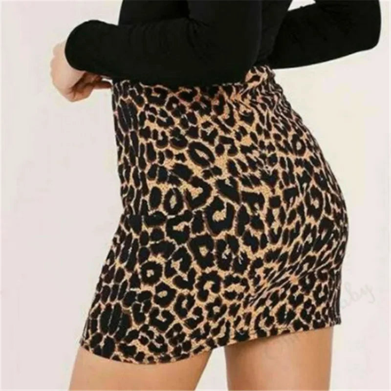 Leopard Print High Waist Skirt for Women - Pencil Bodycon Mini Skirt - Just The Fly Way