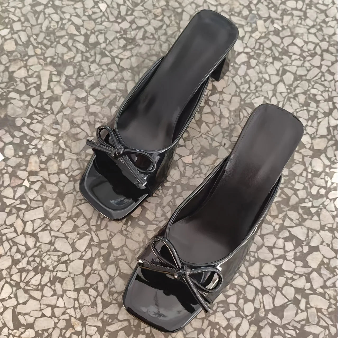 Elegant and Comfortable Fish Mouth Thick Sole Mid-Heels with Accent Bow Women’s Slippers - Just The Fly Way