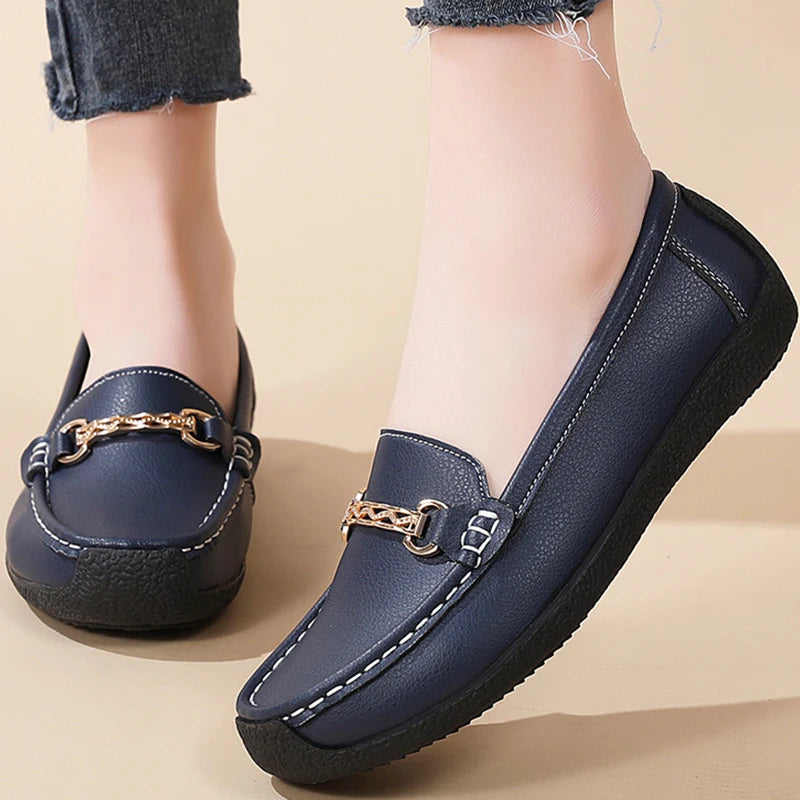 Fashionable, Bold and Beautiful DressWoman Shoes Leather Casual Shoes With Low Heels Loafers Women's Flats 2025 New Zapatos De Mujer Elegant Heel Footwear Women