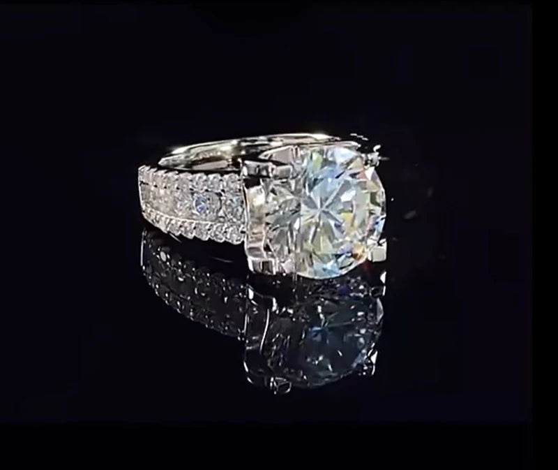 Sparkling Moissanite Wedding Ring for Her - 2 Carat 8mm in 925 Sterling Silver, D Color VVS Diamond Engagement Jewelry - Just The Fly Way