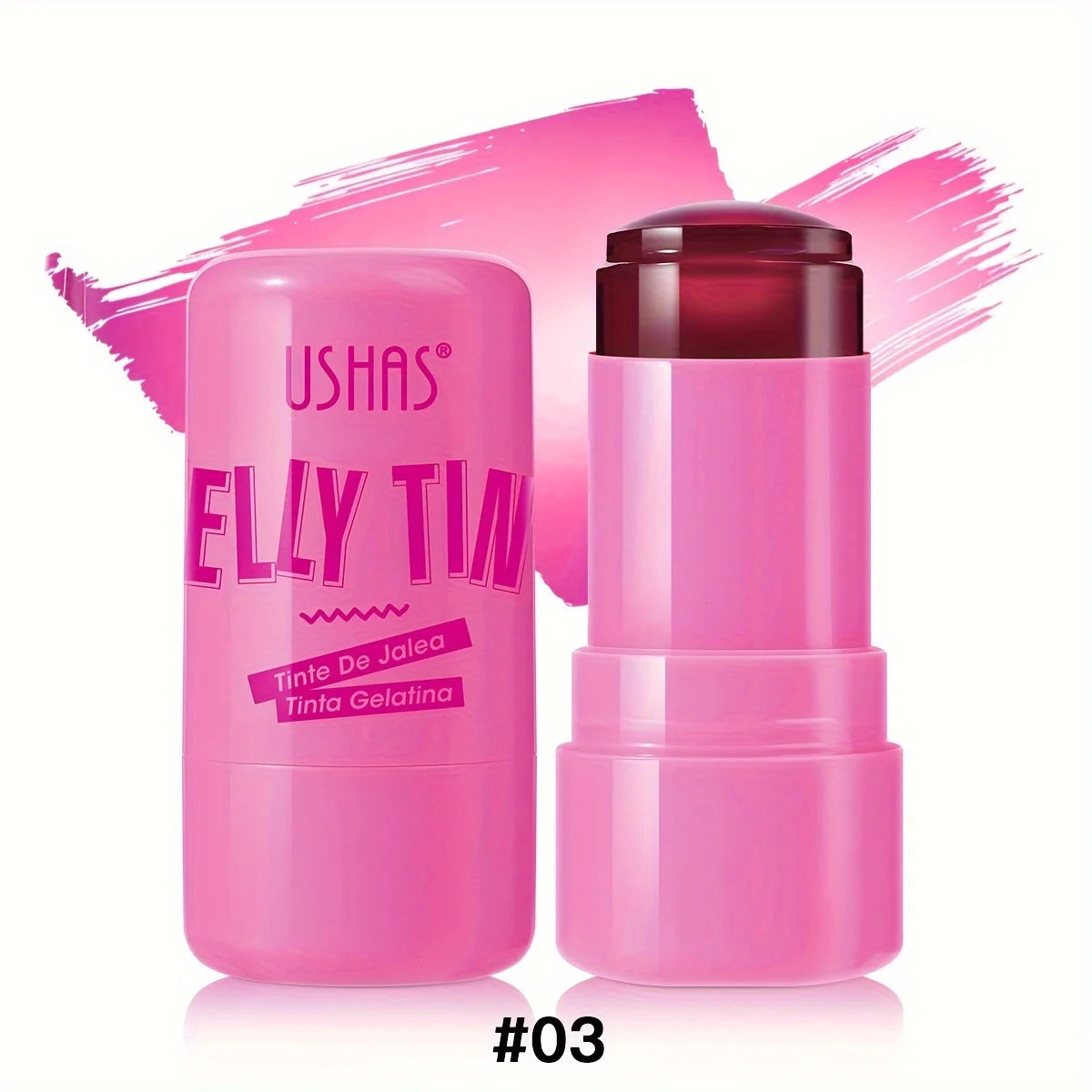 Fashionable, Bold and Beautiful Dress4 Colors Jelly Blush Stick Lip Balm Eyeshadow 3-in-1 Multi-Use Matte Blush Moisturize Brighten Lip Gloss
