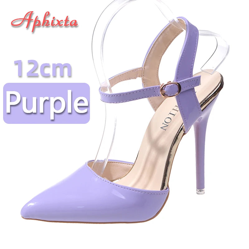 Fashionable, Bold and Beautiful DressWomen's Aphixta 12cm Super High Stiletto Heels Ankle Strap Sandals Pointed Toe Party Heels : Extended Sizes