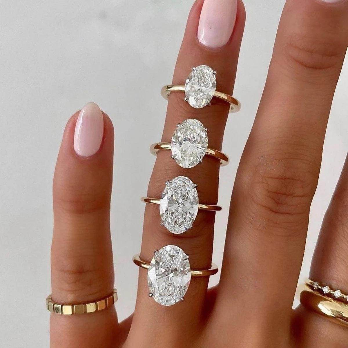 Certified 2ct 3ct Oval Moissanite Ring, 100% 14K Gold - Just The Fly Way