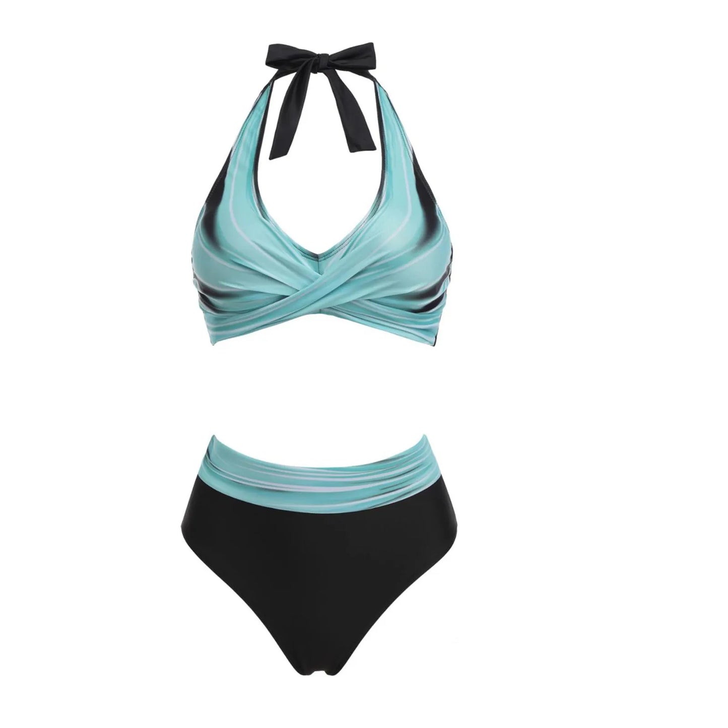 Fashionable, Bold and Beautiful Dressbikini Beach Colour Block Floral Printed Women's Swimsuit High Waist Two Piece For Teenagers biquinis feminino tendência 2024