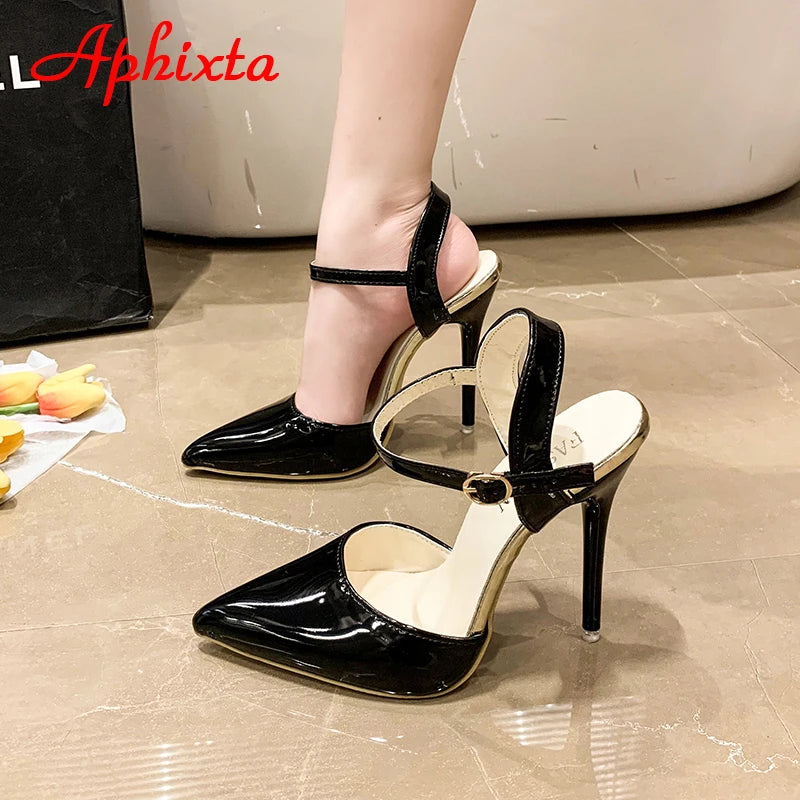 Fashionable, Bold and Beautiful DressWomen's Aphixta 12cm Super High Stiletto Heels Ankle Strap Sandals Pointed Toe Party Heels : Extended Sizes