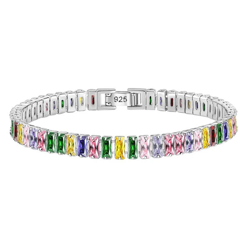 Shimmering 925 Silver Tennis Bracelet for Women – 3mm Round Black Jet Zircon Elegance for Every Occasion - Just The Fly Way