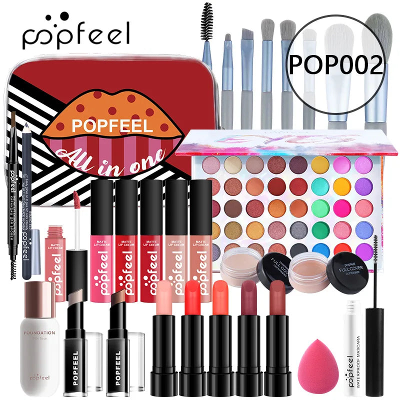 Fashionable, Bold and Beautiful DressPOPFEEL All-in-One Makeup Kit Gift Set with Eyeshadow Palette Foundation Lip Gloss Blush Brushes Eyeliner and More Beauty Gifts