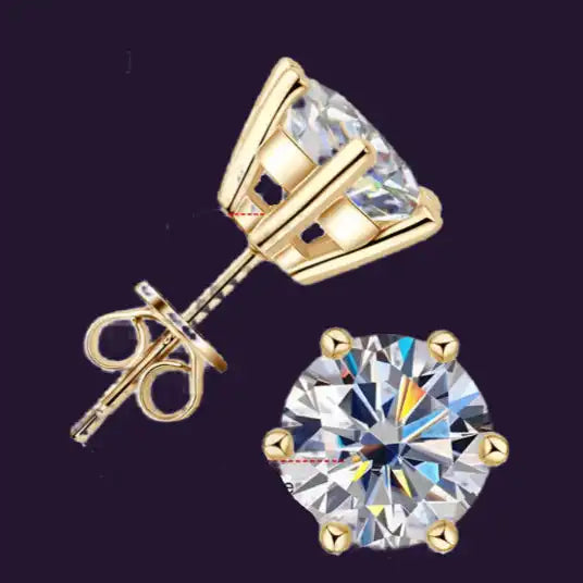 Shine Bright Moissanite Stud Earrings for Men & Women in 18K Gold-Plated Silver - Perfect for Weddings & Special Occasions - Just The Fly Way