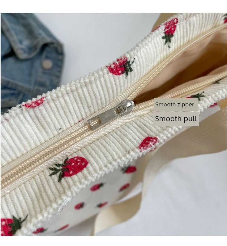Strawberry Summer Little Fresh Canvas Easiest for Match Shoulder Bag - Just The Fly Way