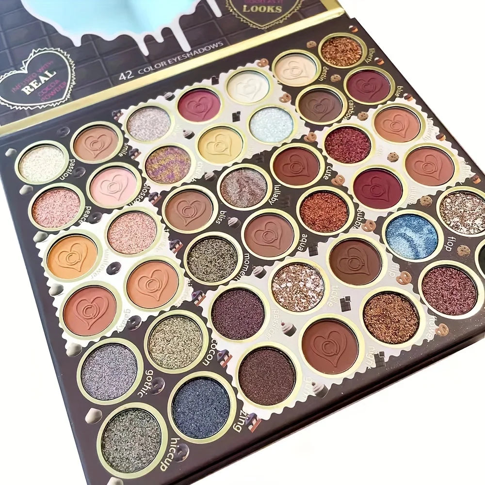 Fashionable, Bold and Beautiful Dress42 Colors Rainbow Eyeshadow Palette - Makeup Matte Metallic Shimmer Glitter Eye Shadow Palettes - Ultra Pigmented Powder Bright