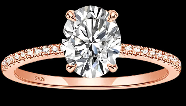 Oval Cut Moissanite Ring, 18k Gold over S925 Sterling Silver For Women - Just The Fly Way