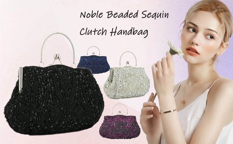 Fashion Retro Women Evening Bags Beaded Ladies Clutch Purse Shoulder Chain Wedding Party Women's Handbag Purses and Handbags - Just The Fly Way