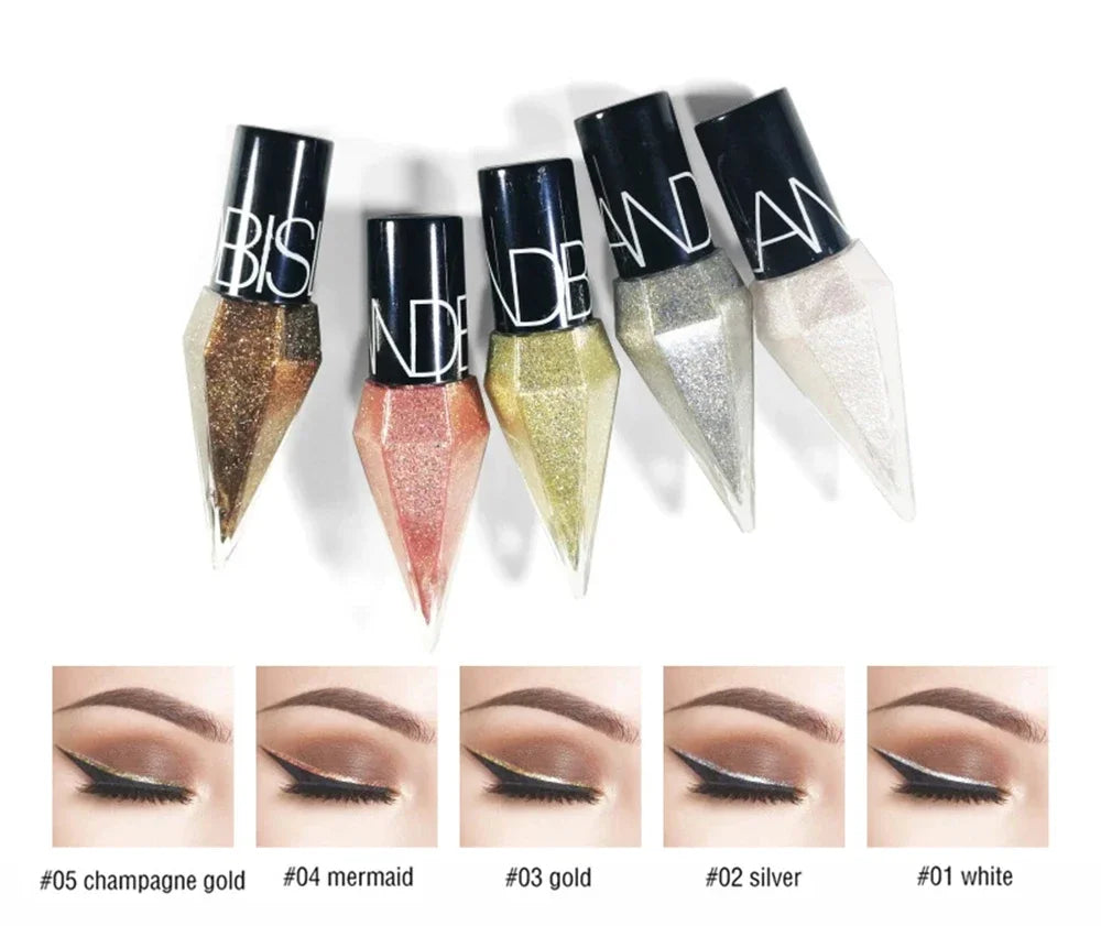 Fashionable, Bold and Beautiful DressDiamond Shiny Eye Liners Eyeshadow Waterproof Silver Rose Gold Color Glitter Sequins Eyeliner Eye Shadow Makeup Beauty Cosmetics